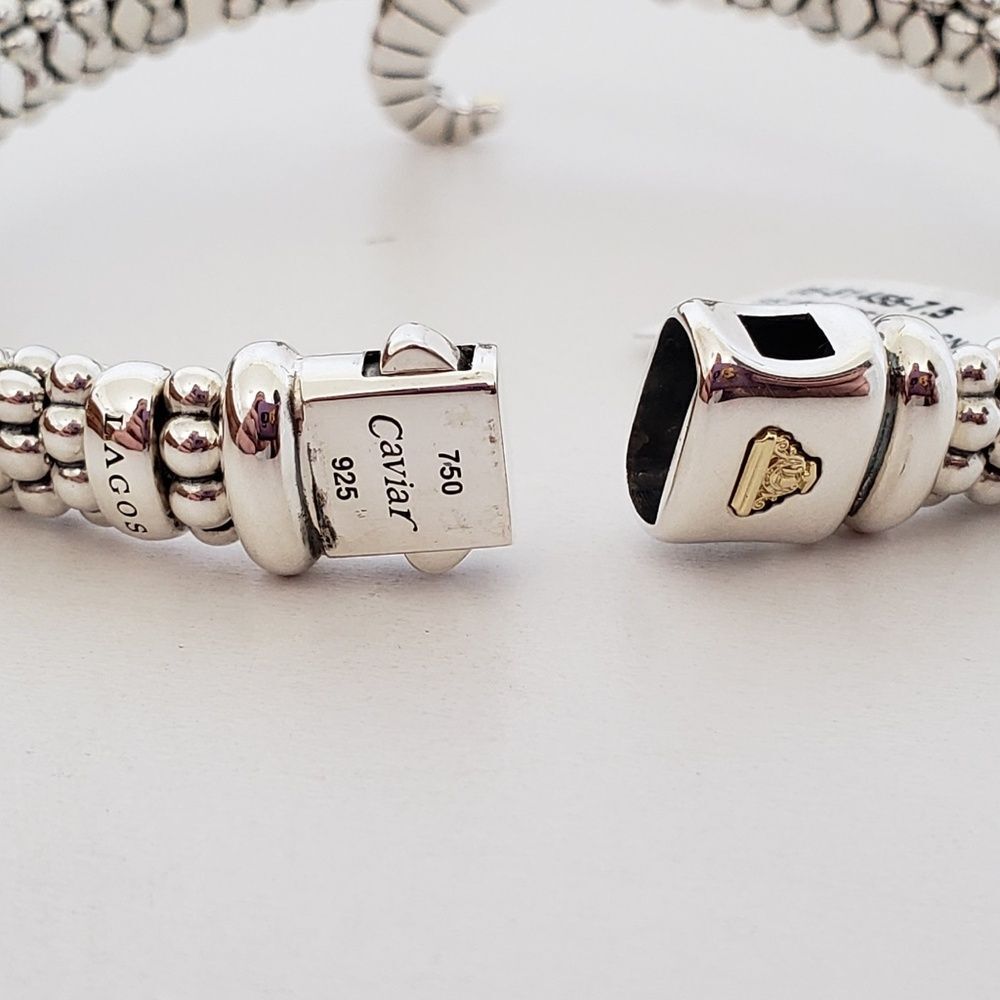 LAGOS Sterling Silver 18K Gold Rare Wonders 9MM Two Tone Snake Rope Bracelet 7.5 - Picture 12 of 12